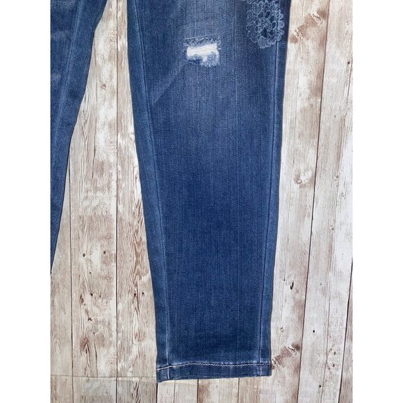 White House Black Market Jeans Patched Embroidered Distressed Girlfriend Size 4 - Picture 2 of 12